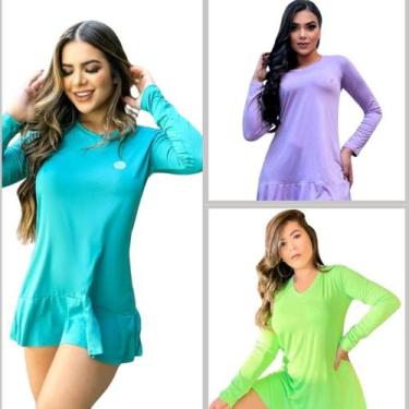 Imagem de Kit 3 Saídas de Praia Vestido feminino proteção solar UV 50+ FPS - For