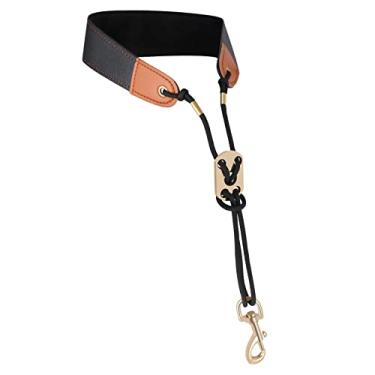 Imagem de RANMING Saxophone Neck Strap,Leather Saxophone Strap Closed Swivel Metal Hook with Rubber Ring,Adjustable length Alto Sax Neck Strap for Soprano Tenor Sax and Clarinets Oboes(Black)