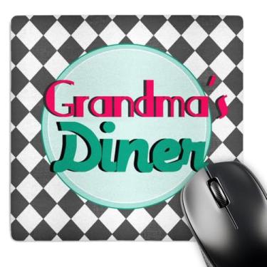 Imagem de 3dRose Mouse pad 20,3 x 20,3 x 0,63 cm, placa de jantar da vovó em diamantes pretos e brancos retrô rosa choque/verde-azulado (mp_151652_1)