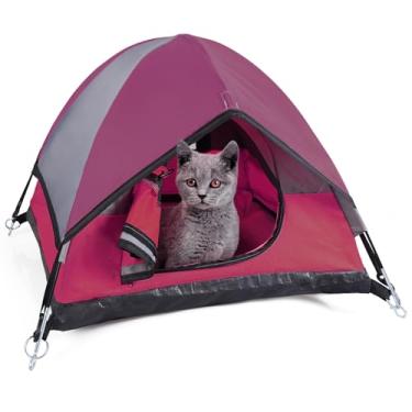 Imagem de RESTCLOUD Tenda de Acampamento para Gatos, Cama de Tenda para Gatos, Tenda para Animais de Estimação para Gatos E Cães Pequenos, Mini Tenda (Vermelha, 21 X 21 X 14 Polegadas)