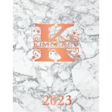 Imagem de Kimberly 2023: Personalized Name Weekly Planner Diary 2023. Monogram Letter K Notebook Planner. White Marble & Rose Gold Cover. Datebook Calendar Schedule