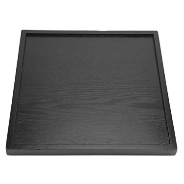 Imagem de Bandeja de Madeira Sólida para Servir Lanche, chá, café, Restaurante, Moderno, Elegante, Fácil de Segurar, para Casa, Hotel, Restaurante, Retângulo Preto (30 * 30)