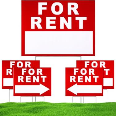 Imagem de Yaomiao Placa de 5 peças para alugar com suporte placa de quintal de 40,6 x 30,5 cm com suportes altos dupla face à prova d'água placa de plástico ondulado para alugar com estacas para aluguel de