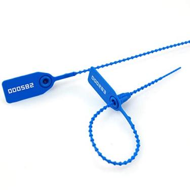 Imagem de Leadseals (R) 1000 selos de plástico de adulteração, fechos de zíper para extintores de incêndio, etiquetas de segurança numeradas, descartáveis, autotravantes, comprimento de 250 mm (azul)