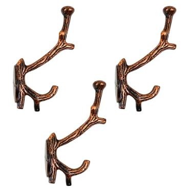 Imagem de AYZCORP Conjunto de 3 ganchos de ferro fundido em forma de galho de árvore para decoração de arte de parede - cabides em forma de galho e porta-chaves - cabide de roupas e mochila - ganchos para