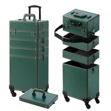 Imagem de Somduy Estojo de trem de maquiagem, estojo de maquiagem com rolamento, estojo de cosmetologia sobre rodas, presente de Natal, carrinho organizador de estojo de maquiagem grande, estojo de cosméticos