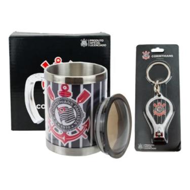 Imagem de Kit Presente Corinthians Caneca Térmica e Chaveiro Cortador