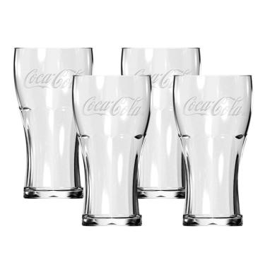 Imagem de Jogo 4 Copos Coca-Cola Vidro Transparente Contour 470ml - Nadir