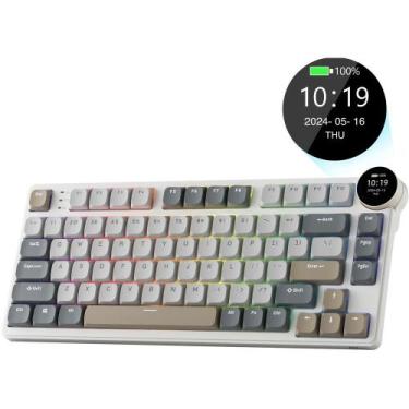 Imagem de Teclado Mecanico Royal Kludge RKN80 75% Sem Fio Switch Brown, Pearly D