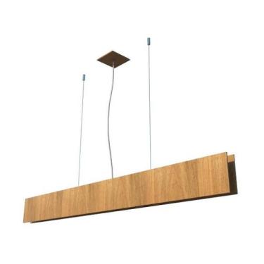 Imagem de Lustre Pendente Retangular LED 24w 2700k 135cm Madeira - FOXLustres, F