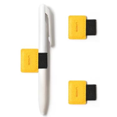 Imagem de LHiDS Suporte magnético para caneta (pacote com 3) para cadernos, agendas, agendas, suporte magnético para caneta com laço elástico para caneta, Apple Pencil, caneta Stylus para iPad (amarelo)