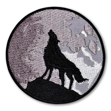 Imagem de Patchicon4u Lone Wolf Howling at the Full Moon Wild Gray Dog Animal Design Iron on Sew on Bordado Aplique Patch para Camisas Jeans Jaquetas Roupas
