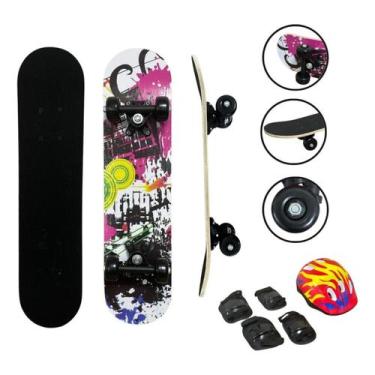 Imagem de Skate Infantil 24 Polegadas C/ Kit Proteção Shape City - Importway