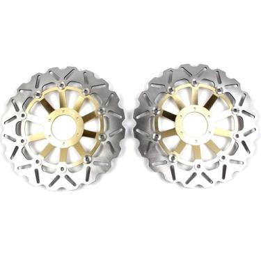 Imagem de 1 par de discos de freio dianteiros flutuantes compatíveis com Honda CB1 400 1989-1990, CB400SB CB400 SUPER BOL D'OR SUPER FOUR 2005, CB400SF 2002-2004, CB600 Hornet 600 1998-1999, motocicleta dourada