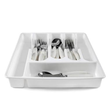 Imagem de Organizador/Suporte/Separador de Talheres para Gaveta/Porta Talheres para gaveta com 5 divisórias (BRANCO)