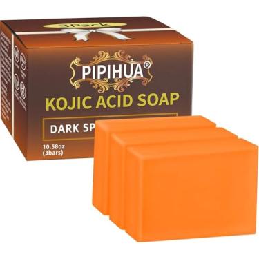 Imagem de PIPIHUA Pacote Com 3 Sabonetes De Ácido Kójico, Barras De Sabão Para Acne Com Colágeno, Cúrcuma, Colágeno, Ácido Hialurônico 10,58 Oz (3 Barras)