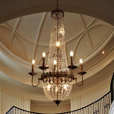 Imagem de Wellmet Lustre De Cristal Francês Empire, Lustre De Cristal Vintage De 12 Luzes, Lustre De Cristal Long Road De 25", Para Foyer, Corredor, Sala De Jantar, Entrada, Sala De Estar