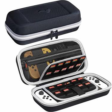 Imagem de ButterFox Estojo de transporte para Nintendo Switch OLED, serve para carregador, Joy Con Grip, 18 jogos e capa protetora (branco/preto)