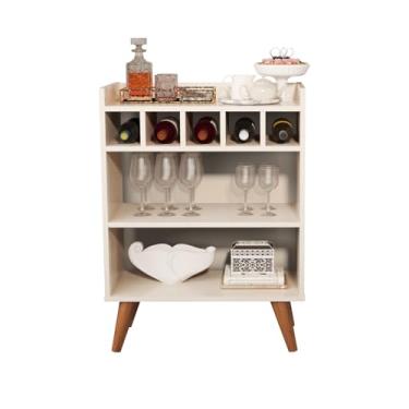 Imagem de Aparador Buffet Balcão Intense Sala Cozinha Bancada Com Adega 5 Garrafas Prateleira Pés Palitos (Offwhite)