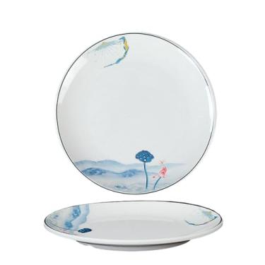 Imagem de Prato raso redondo de porcelana sintética para restaurante, prato anti-queda comercial -3 2058-12