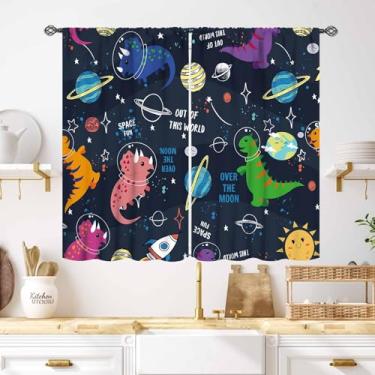 Imagem de Cortinas de dinossauro, quarto de crianças, desenho animado, animal, espaço sideral, planeta, astronauta, tema de berçário, tratamento