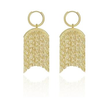 Imagem de WASAIE Brincos femininos com borlas lineares, longos, formais, country, corrente com franja, candelabro, formatura, declaração moderna, para festa, formatura, Latão, Sem pedra preciosa