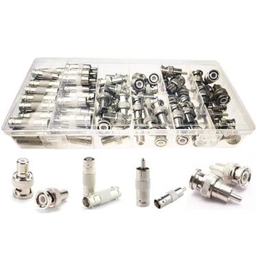 Imagem de Kit adaptador BNC de 48 peças macho para RCA fêmea, BNC fêmea para RCA macho, BNC fêmea para BNC fêmea, BNC macho para RCA macho converte adaptador de conector coaxial para câmera de segurança CCTV,