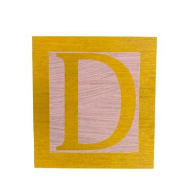 Imagem de Cubo Rosa Letra Amarela com Aplique Festa Chá de Bebê Decoração 8x8x8 