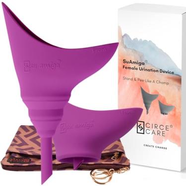 Imagem de CIRCE CARE SuAmiga Mictório feminino dobrável feminino com bolsa à prova d'água; mictório portátil reutilizável para mulheres fazerem xixi em pé; funil feminino para fazer xixi para viagens,