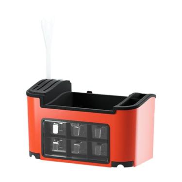 Imagem de YWJLQH Organizador de cozinha colher de pauzinhos de armazenamento rack de especiar, Vermelho