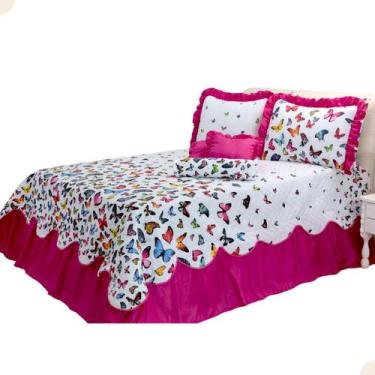 Imagem de Kit 6 Peças Cobre Leito Colcha Queen Babados Hotel Pousada - Deccorall