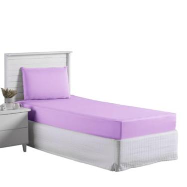 Imagem de Jogo Lençol Roupa Cama Infantil Solteiro 2 Pçs Fronha Elastico Simples Basico Quarto Criança Lilas