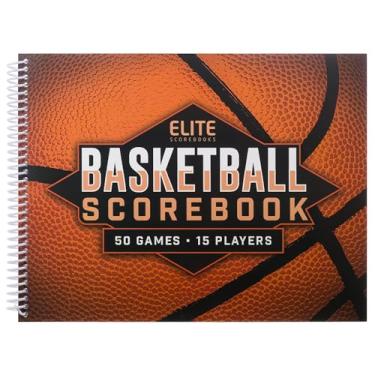 Imagem de Elite Clipboards Livro de pontuação de basquete - Livro de pontuação de 50 jogos lado a lado para estatísticas | Livro de rastreamento de estatísticas de basquete - ensino médio, ensino médio, liga