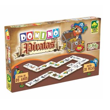 Imagem de Dominó Piratas 28 Peças Madeira - IOB