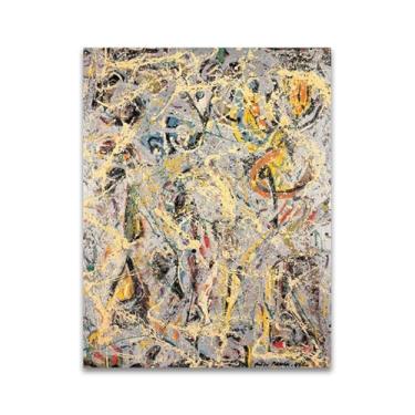 Imagem de RYLJCZ Arte de parede famosa. Impressão em tela. Galáxia de Jackson Pollock. Pinturas famosas de arte abstrata. Imagens de decoração de sala 30 x 42 cm (11,8 x 16,5 pol) sem moldura