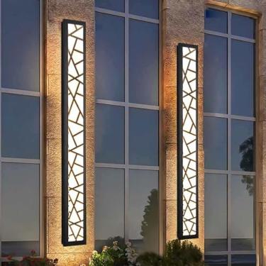 Imagem de Luzes de parede LED para jardim externo, luminária de parede longa para áreas internas, moderna, preta, arandela IP65, à prova d'água, iluminação de parede externa, luz acrílica, varanda, te