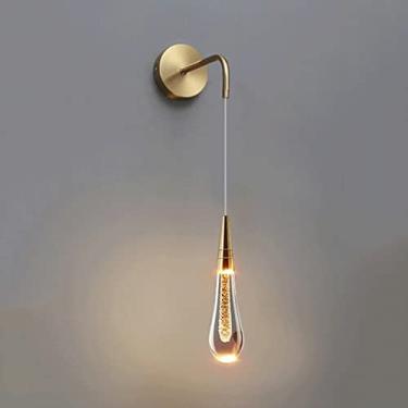 Imagem de Luminária de parede em forma de lágrima de cristal, luminária de parede de cabeceira em forma de gota d'água, arandela de parede LED moderna de 5 W, luminárias de parede de metal galvanizado