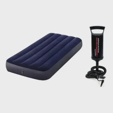 Imagem de Colchão Inflável Intex Solteiro Dura Beam Fiber Tech #64756 com Bomba de Inflar