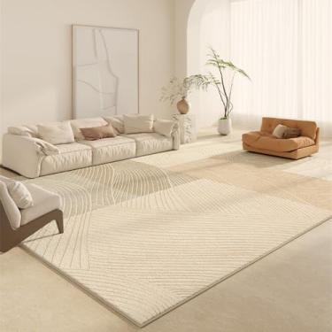 Imagem de Tapete listrado geométrico bege minimalista estilo creme decoração sala de estar tapetes confortável macio quarto tapete de jogo, AX026,3,A,300x400CM