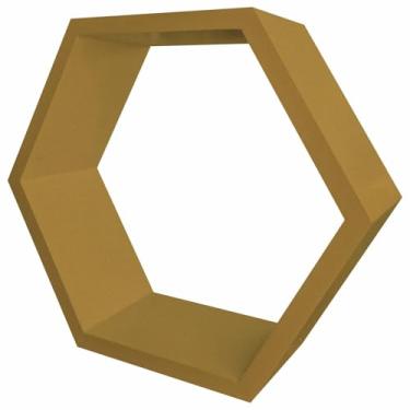 Imagem de Nicho Hexágonal Colméia Colorido em Mdf Laqueado para Parede - 30x34x12cm Cor:DOURADO METALIZADO;Tamanho:30X34X12 CM