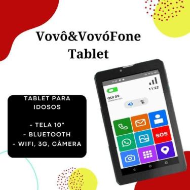 Imagem de Tablet vovô&vovófone 64gb 3g tela 10 2gb de ram botões sos - MULTILASE
