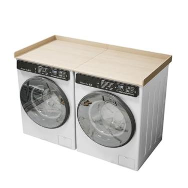 Imagem de Stuffygreenus Lavadora e secadora de roupas, bancada, dobrável, cobertura de madeira com almofadas antiderrapantes 137 cm de largura x 69,8 cm de profundidade, capas de lavadora e secadora para