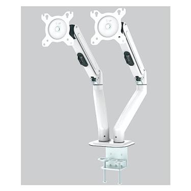 Imagem de G08-24 Suporte de suporte de mesa de monitor duplo para telas LCD de 13 a 27 polegadas Girar e ajustar inclinação Suporte de suporte de mesa de dois braços (Cor: Preto) (branco)