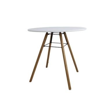 Imagem de Mesa de Jantar Nina Redonda Mdf Sala Cozinha Moderna (Branco, 80)