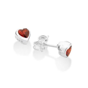 Imagem de Brinco Rommanel Prata 925 Pequeno Coração Vermelho 820258