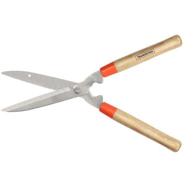 Imagem de Tesoura Para Cerca-viva/grama Tramontina Com Lâminas Metálicas E Cabos De Madeira Tramontina