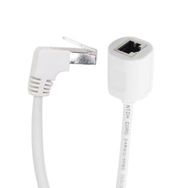Imagem de RHCXCYTJ Cabo de extensão Ethernet CAT6, cabos RJ45 de 90 graus blindados macho para fêmea, branco, 3,3 pés