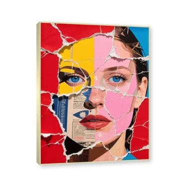 Imagem de NHLDZYH Moldura dourada champanhe. Imagem abstrata colorida de rosto de mulher, pôster estético de arte de retrato feminino, decoração de parede moderna para sala de estar e escritório. A46. 60 x 80