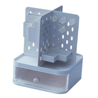 Imagem de Bothyi Organizador de mesa suporte de caneta acessórios simples moderno caixa de armazenamento de papelaria pegboard rack de mesa para escritório casa, Azul