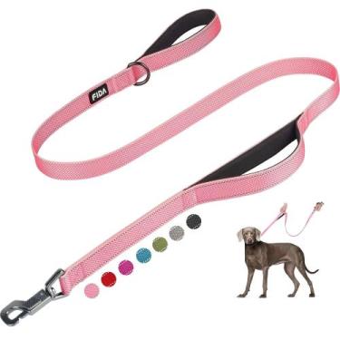Imagem de Coleira para cães Fida Heavy Duty 150 cm com 2 alças acolchoadas rosa